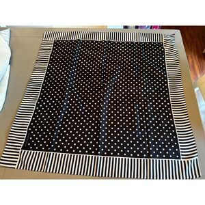 Vintage black and white polka dot and striped Sarah Coventry scarf